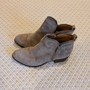 Lucky Brand Bartalino Taupe Suede Ankle Booties